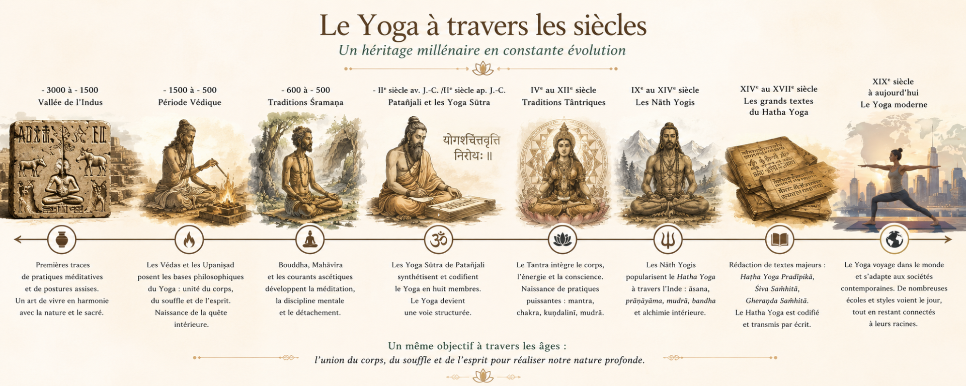 Frise chronologique de l'histoire du Yoga