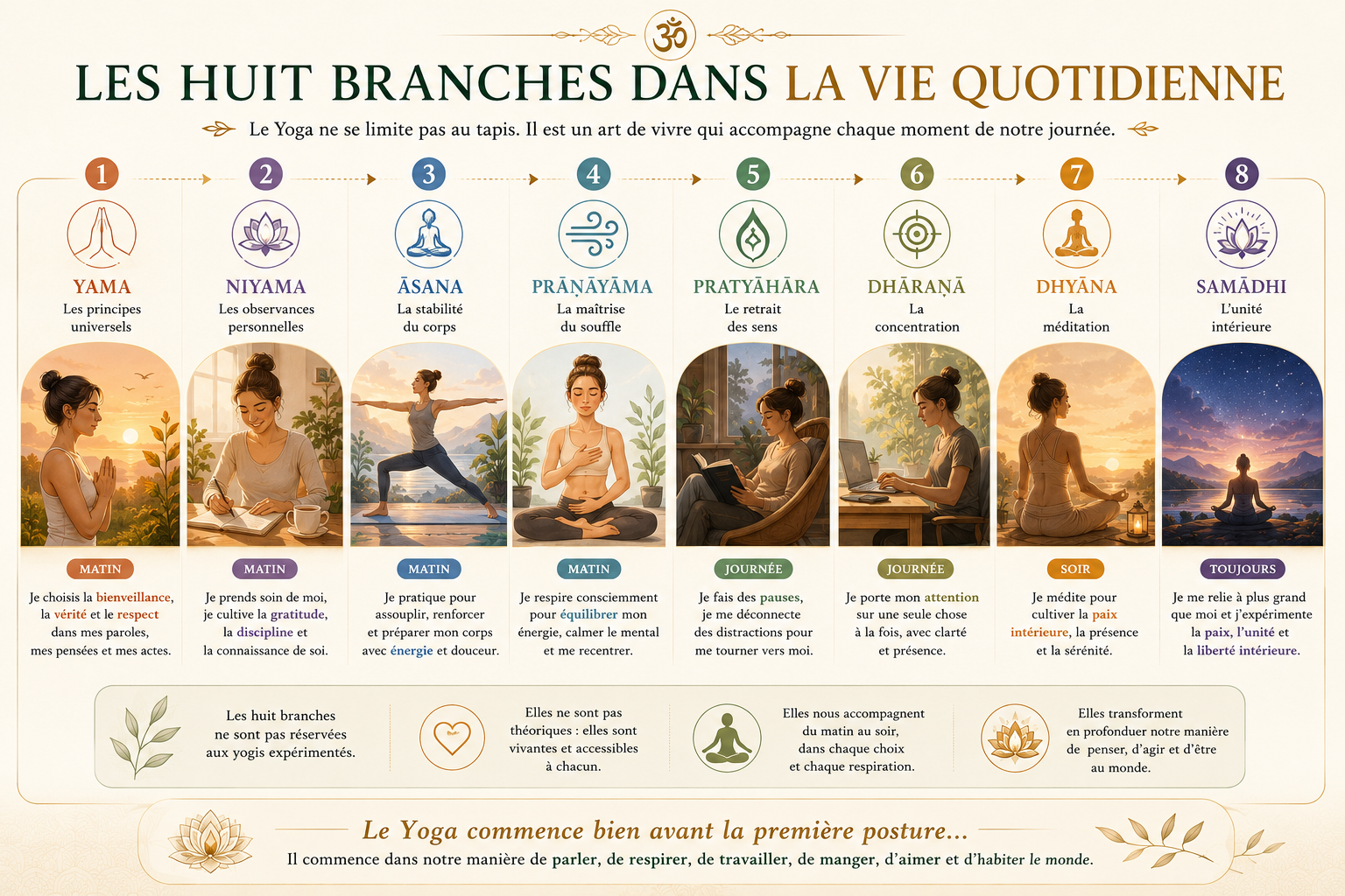 Les huit branches du Yoga dans la vie quotidienne