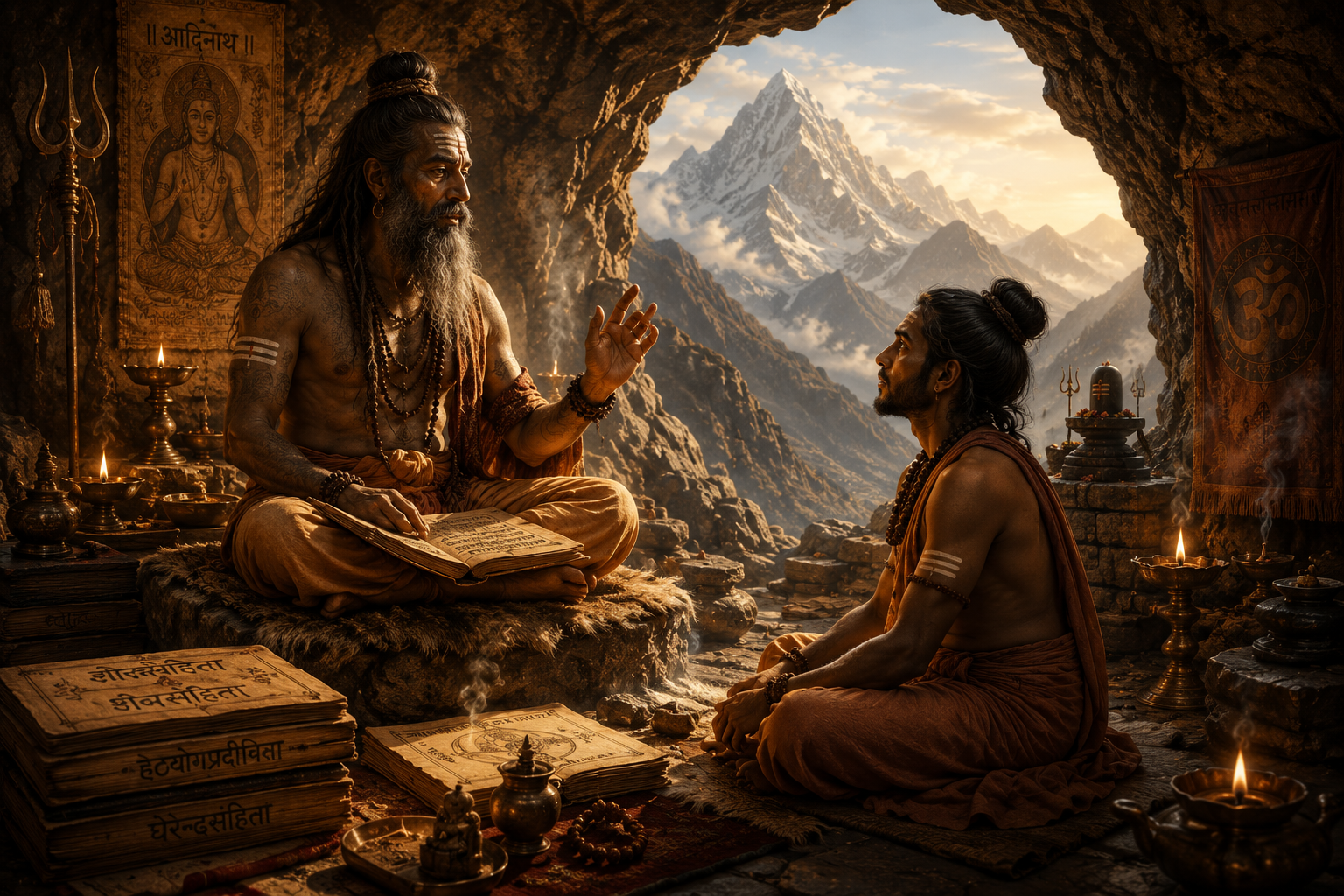 Matsyendranāth transmettant son enseignement à Gorakṣanāth